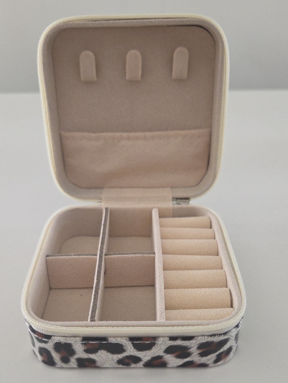 Leopard Print Travel Jewelry Case - Cream Interior